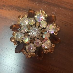 Juliana D & E Brooch Vintage 1960s Amber Citrine AB